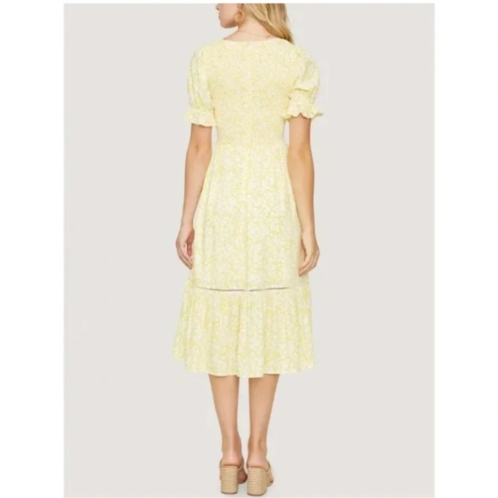 Lost + Wander Midi Dress Floral Cottagecore Yellow White S & XS